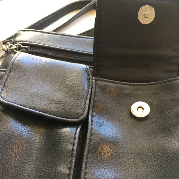VINTAGE Black Leather Cross Body Purse - Picture 14 of 14